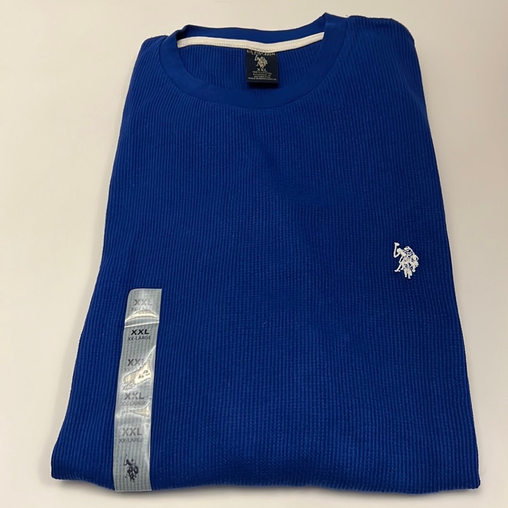 U.S. Polo Assn. Long Sleeve Waffle Knit Shirt, Mens XXL, Royal Blue - Picture 1 of 2